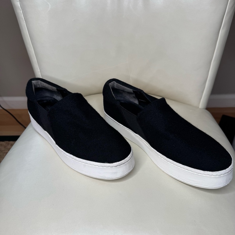 VINCE Warren Wool Flannel Black Slip-On Platform Sneakers Size US 11 (EUR 41) - Picture 12 of 15